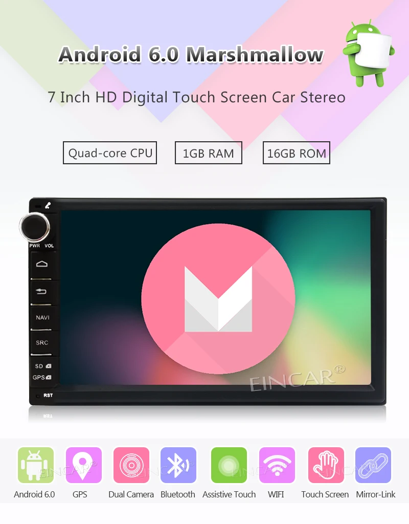 Clearance Android6.0 Car Cassette Stereo Automotive Radio Video GPS Navigator Head Unit bluetooth Support Wifi/Mirrorlink/Reversing Camera 0