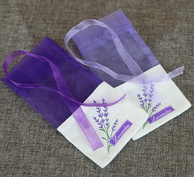 

100pcs Lavender purple flower bag Cotton encryption yarn double-sided printing sachet bag
