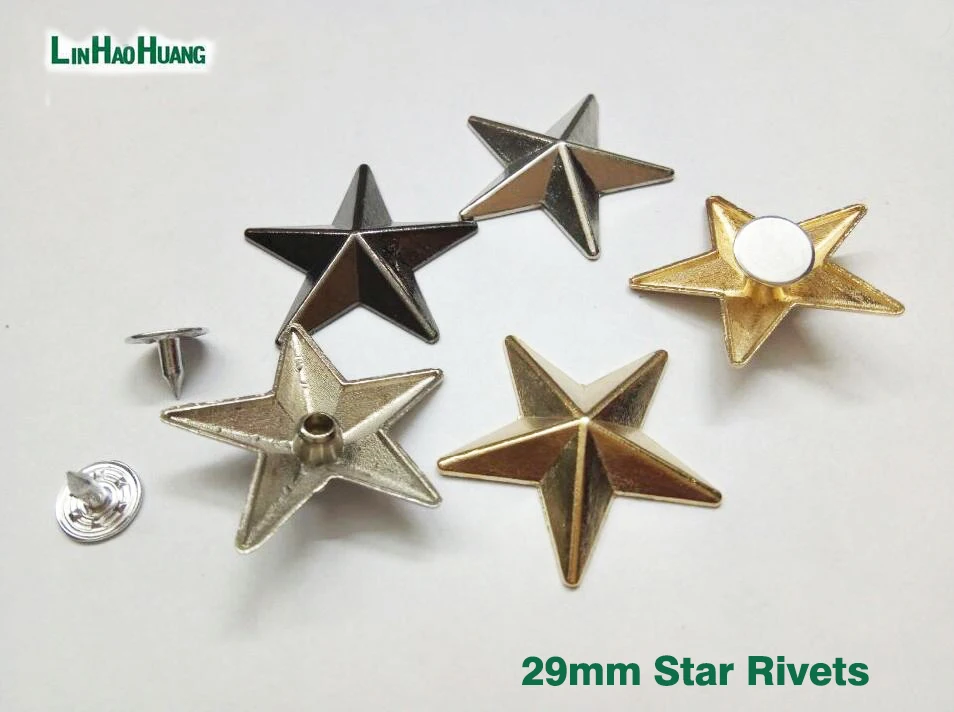 60sets/lot 29mm big zinc alloy metal rivets star jeans garments rivets