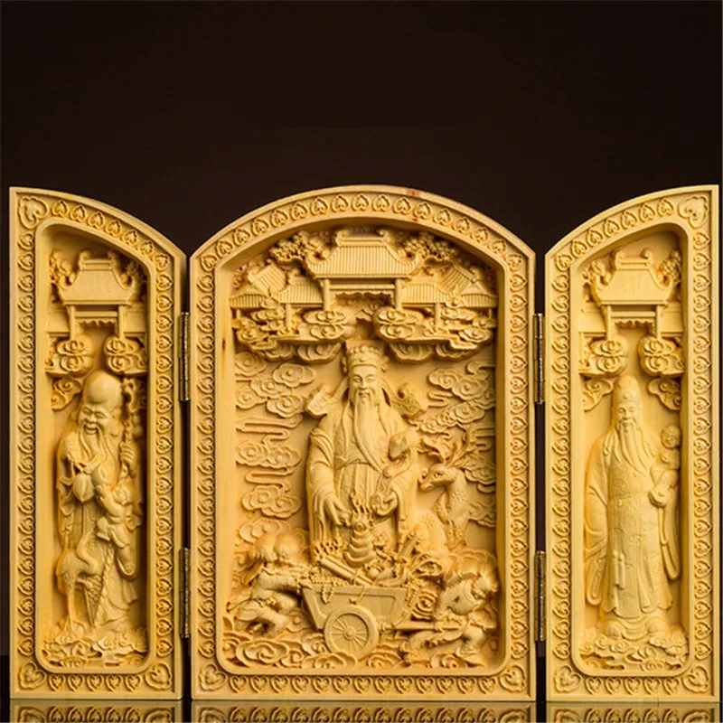 

Handmade Opened Boxwood Carving Buddha Maitreya Fulushou Ksitigarbha Avalokitesvara Statues Buddism God Guanyin Bodhisattva