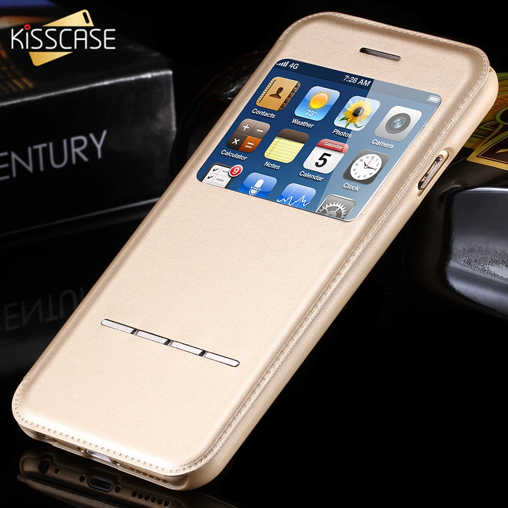 KISSCASE Модный чехол для телефона из искусственной кожи iPhone 6S Plus чехлы с открытым