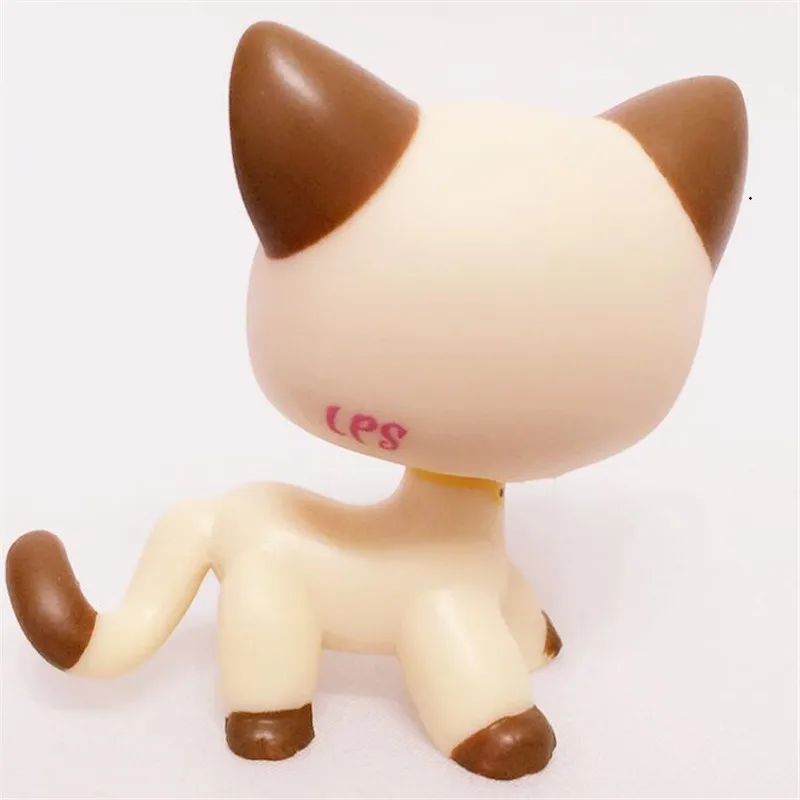 Rare Pet Shop Lps Toys Standing Littlest Short Hair Cat Grey White #5 Pink #2291 Old Real Action Figure Anime Toys For Children