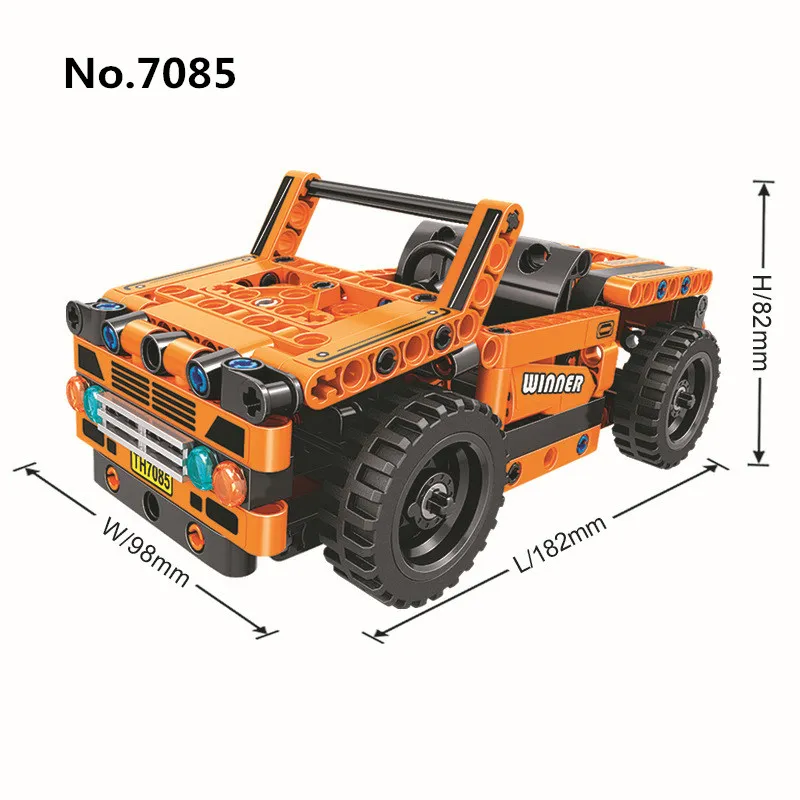 

200pcs Technic Series Jeep Loader Pull Back Car Winner Building Blocks Compatible with Legoed Toys For Children Birthday Gifts