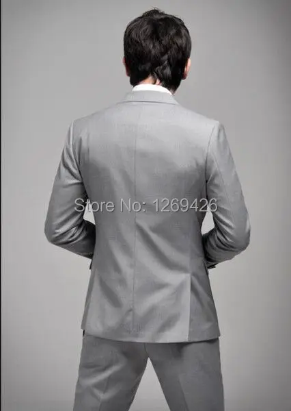 Заказ Для мужчин s светло-серый Костюмы куртка Брюки для девочек торжественное платье мужской костюм комплект Для мужчин свадебные Костюмы