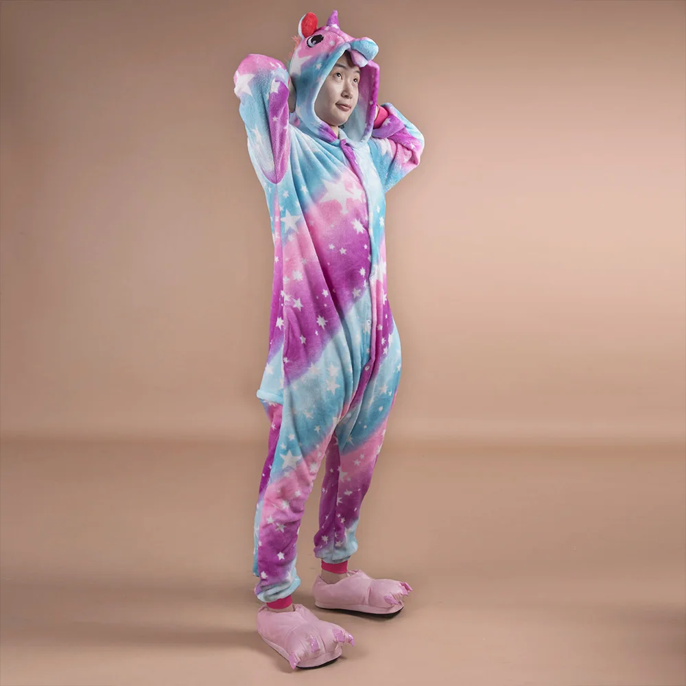

2019 Adult Unicorn Kigurumi Pajama Sets Women Sleewear Pyjamas Pijamas Unicornio Winter Night Suit One Piece