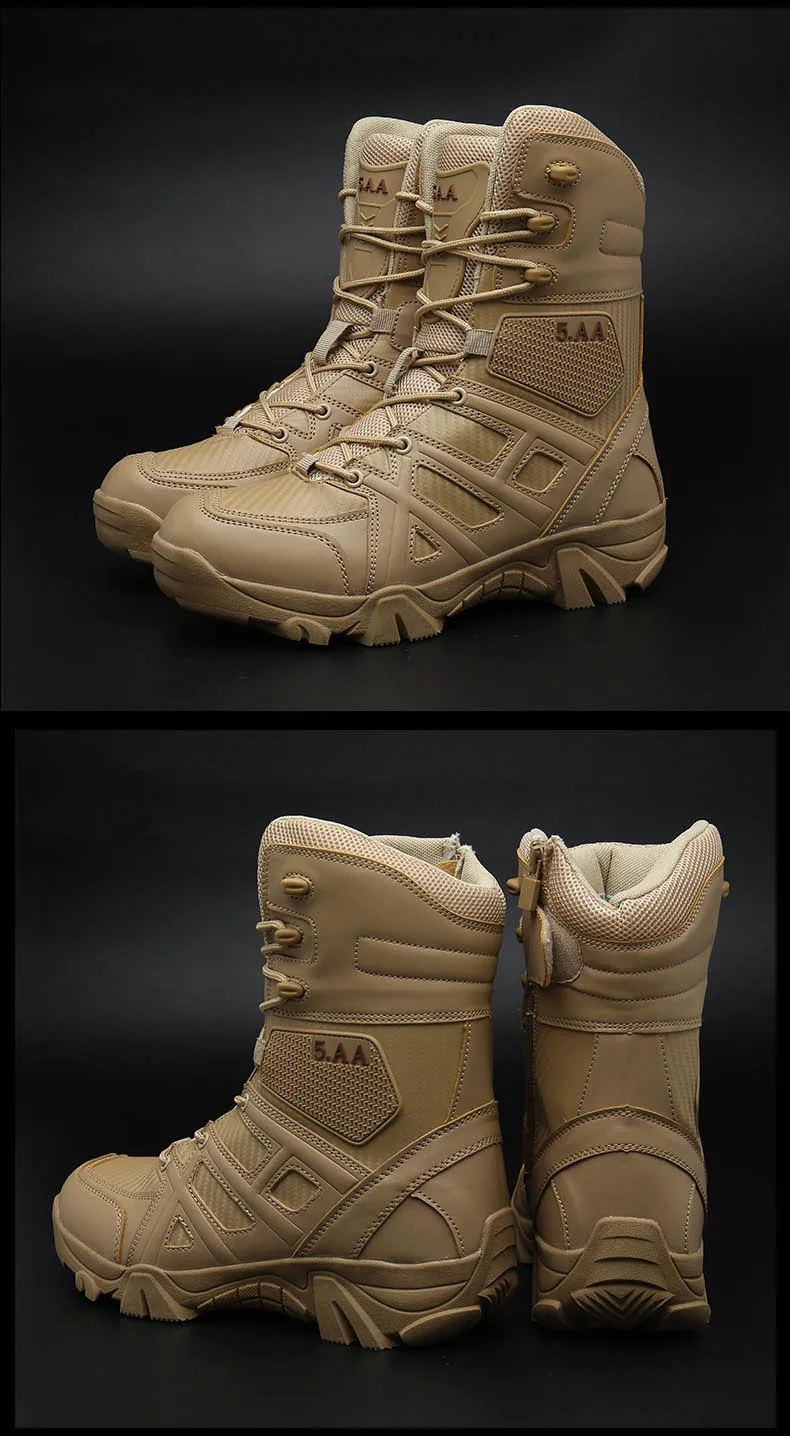 Для мужчин Высококачественная брендовая одежда кожаные ботинки в Военном Стиле спецназа Тактический пустынный армейские Для Мужчин's Пеший Туризм сапоги обувь для отдыха на открытом воздухе обувь ботильоны