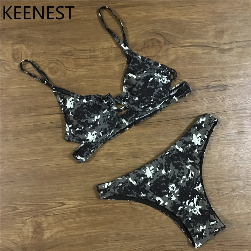 

KEENEST 2019 Mujer Push up Bandage Bikini Set Women's Swimsuits Bandage Swimwear Sexy