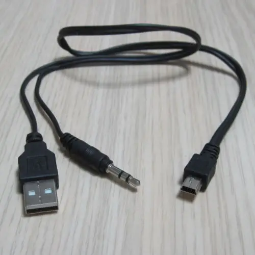 2 unids 3.5 mm AUX USB a macho Mini USB Y Cable para altavoces