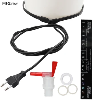 

Homebrew Plastic Fermenter Kit EU/US Plug Jeating Brew Belt with Digital Adhesive Stick Thermometer and Red Bottling Spigot
