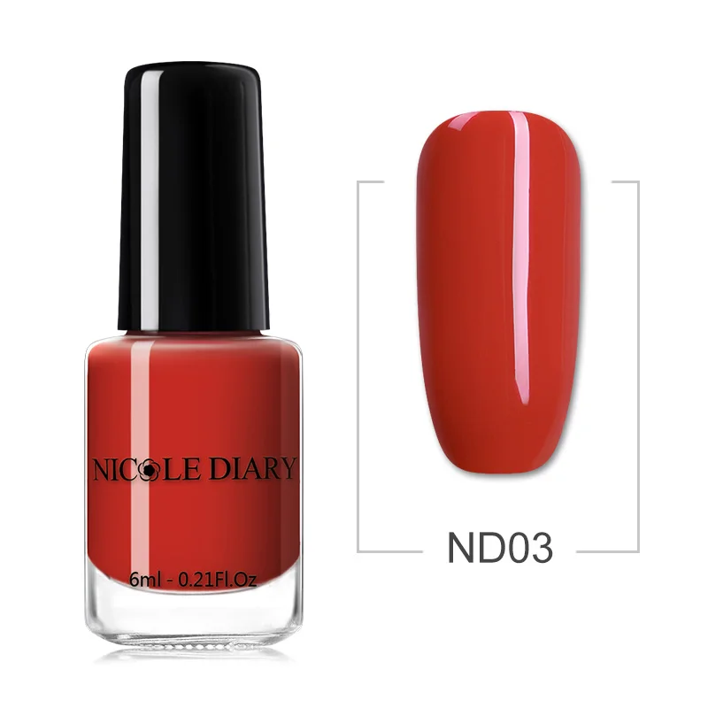 NICOLE DIARY 73 Colors Nail Polish Red Gray Glitter Pearl Nail Art Varnish Water-based Manicure Nail Art Lacquer 6ml - Цвет: Red ND03