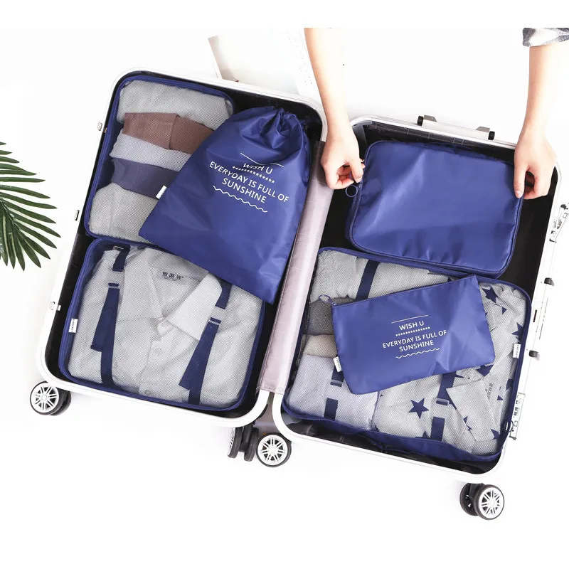 2017 6pcs/set Men and Women Luggage Travel Bags D-POCKET Packing Cubes Large Capacity Organizer Clothing Sorting Bag