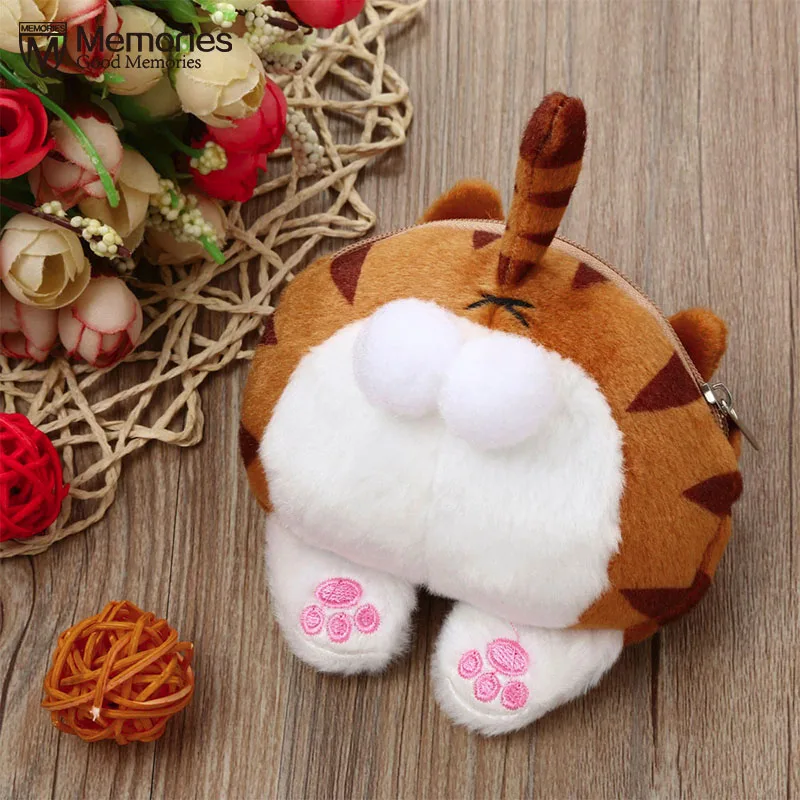 AOTIAN Coin Purse Cute Cat Butt Tail Plush Coin Purse Change Purse Bag