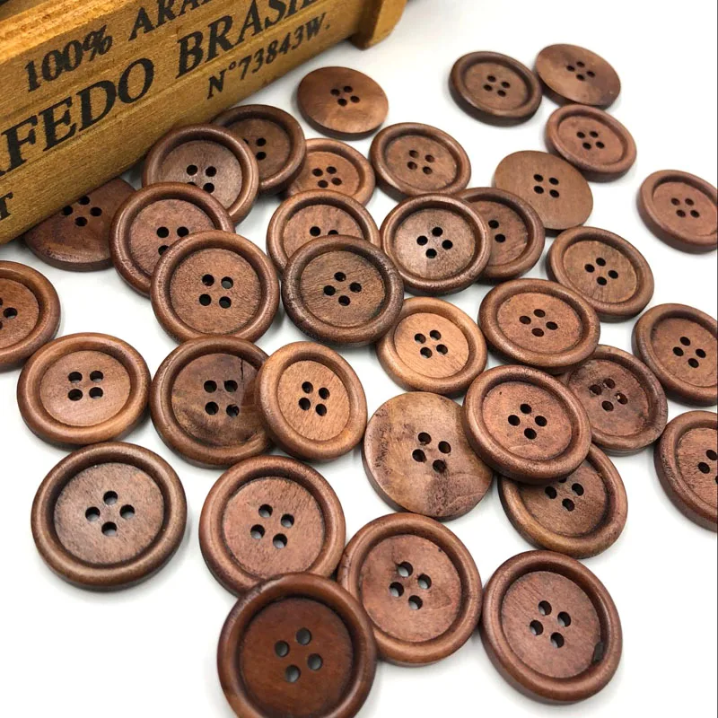 

Wholesale 20/40PCS New 4 hole Round Wood Buttons 23mm Sewing Craft WB173