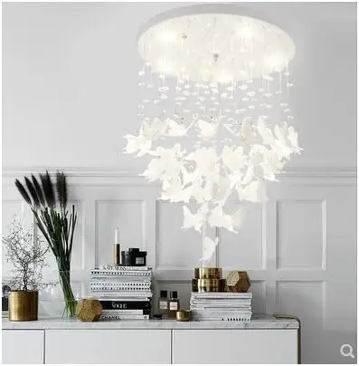 

Butterfly chandelier Nordic restaurant bedroom simple modern creative porch cloakroom crystal ceiling Princess room lamp led
