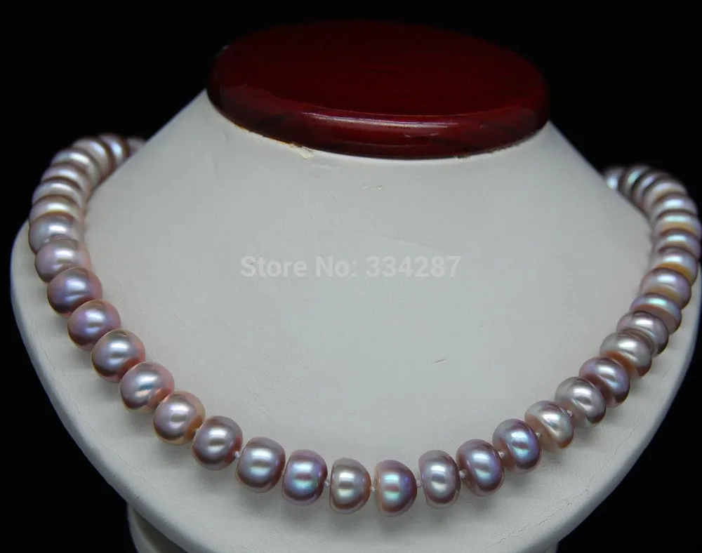 

Natural Purple 9-10MM AAA+ Oblate necklace 18