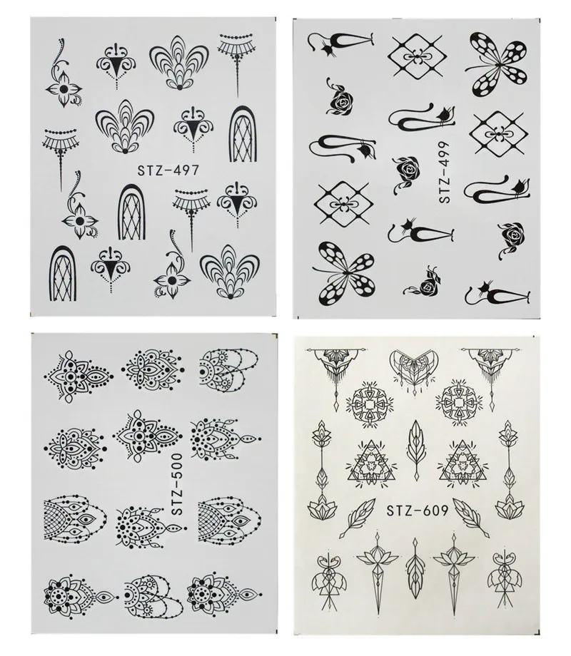 AddFavor 5 листов, наклейки для ногтей, черные кружевные наклейки для ногтей, наклейки для ногтей, наклейки для французского дизайна ногтей, клейкие наклейки для ногтей