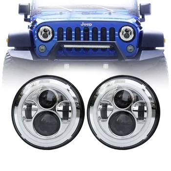 

2pcs/set 7" Inch 40W LED Headlight Head light lamps H4 - H13 White Full Halo Angel Eyes For Jeep Wrangler JK TJ YC100975