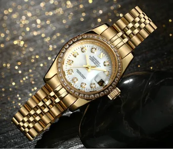 

28MM SANGDO Automatic Self-Wind movement High quality Luxury Women's watches Plating 18KY Mechanical watches 09S