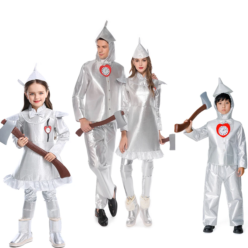 

Deluxe Wizard of OZ Tin Man Costume Kids Adult Halloween Fairy Tale Performance Party Cosplay Boys Girl Fancy Party Dress Outfit