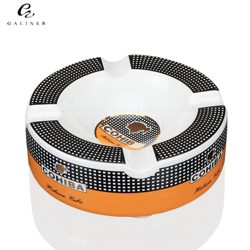 

COHIBA Practical Cigar Gadgets Ceramic Cigar Ashtray Outdoor 4 Rest Holder Table Cigarette Ash Tray Home Smoking Ashtrays