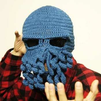 

Kids Winter Hats Cool Octopus Knitted Hat Both for Children and Adults Creative Birthday Gift Cosplay Hats Crochet Gauze Mask