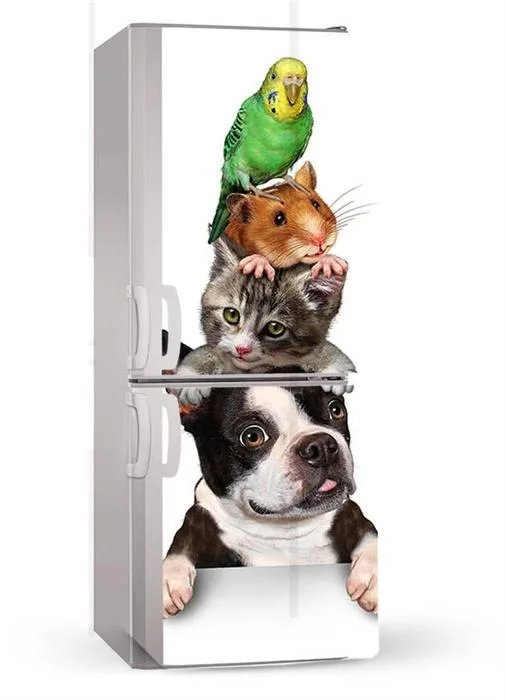 

3D Animals Friends Refrigerator Freeze Sticker Kid's Art Fridge Door Cover wall stickers Wallpaper Kitchen Accessories