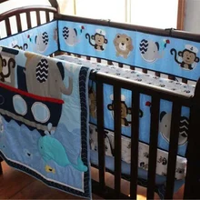 4 шт. матроски и океан хлопок детская кроватка постельные принадлежности одеяло бампер лист пыли рюшами девочка кровать комплект детская кроватка набор постельных принадлежностей