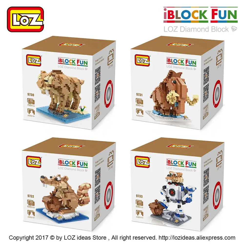 LOZ алмазные блоки Набор фигурок животных строительные кубики милый меч тигр