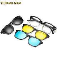 Yi Jiang Nan ยี่ห้อ TR90 เฟรมแฟชั่น Designer แว่นตาแม่เหล็กคลิปเลนส์กรอบแว่นตากันแดด Polarized เลนส์ 3 คลิป