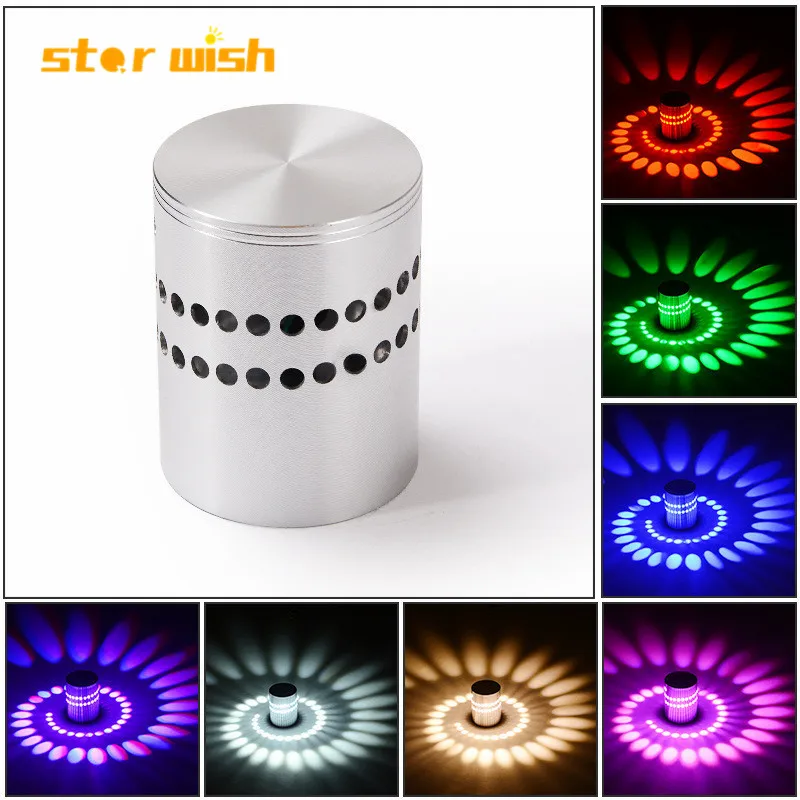 

star wish modern wall light RGB spiral 3w dimmable colourful decoration wall lamp for bar game room