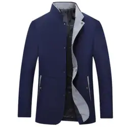 2018 мужские в английском стиле Тренч зауженное пальто впору пальто с воротником-стойкой Для мужчин Бизнес куртки Для мужчин; высокое