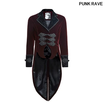 

Gothic style turn-down collar gentle Embroidered button man jacket fashion scissors tail Dinner party short coat PUNK RAVE Y-635