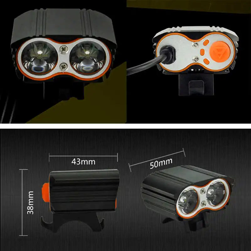 True 2000LM 2 X XM-L T6 LED USB powerful led flashlight Waterproof Lamp Bike Bicycle Headlight lanterna led bike #3S29 (2)
