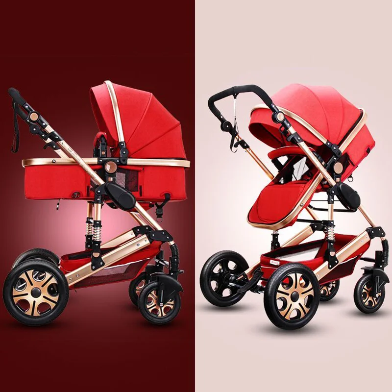 Роскошная детская коляска 3 в 1 с автокреслом с высоким пейзажем, складная детская коляска для новорожденных, дорожная система, детская коляска для прогулок
