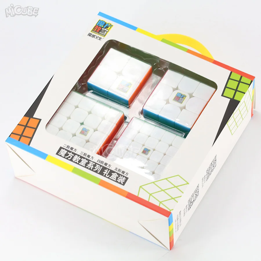 Mofangjiaoshi 2x2/3x3/4x4/5x5 Magic Cube Stickerless 4 шт./компл. подарки коробка Magic Cube Скорость головоломки Игрушечные лошадки для детей подарок на день рождения