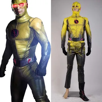 

Reverse-Flash Cosplay The Flash TV series Reverse-Flash Leather Cosplay Superhero Costumes Full Set With Mask Carnival Costume
