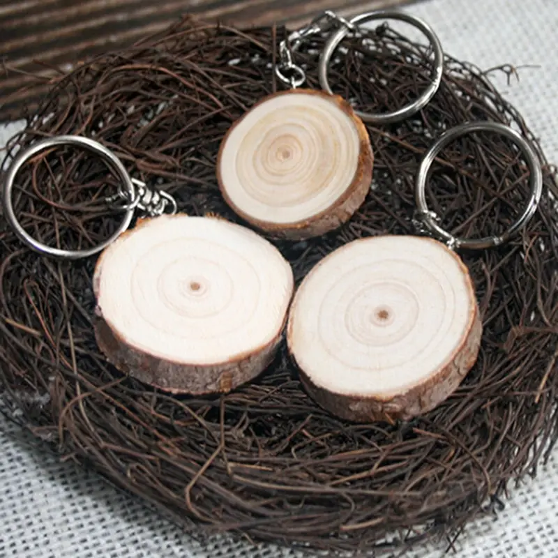 

Unisex Wood Keychains Retro Vintage Key Chains Diy Car Key Rings Bag Charms