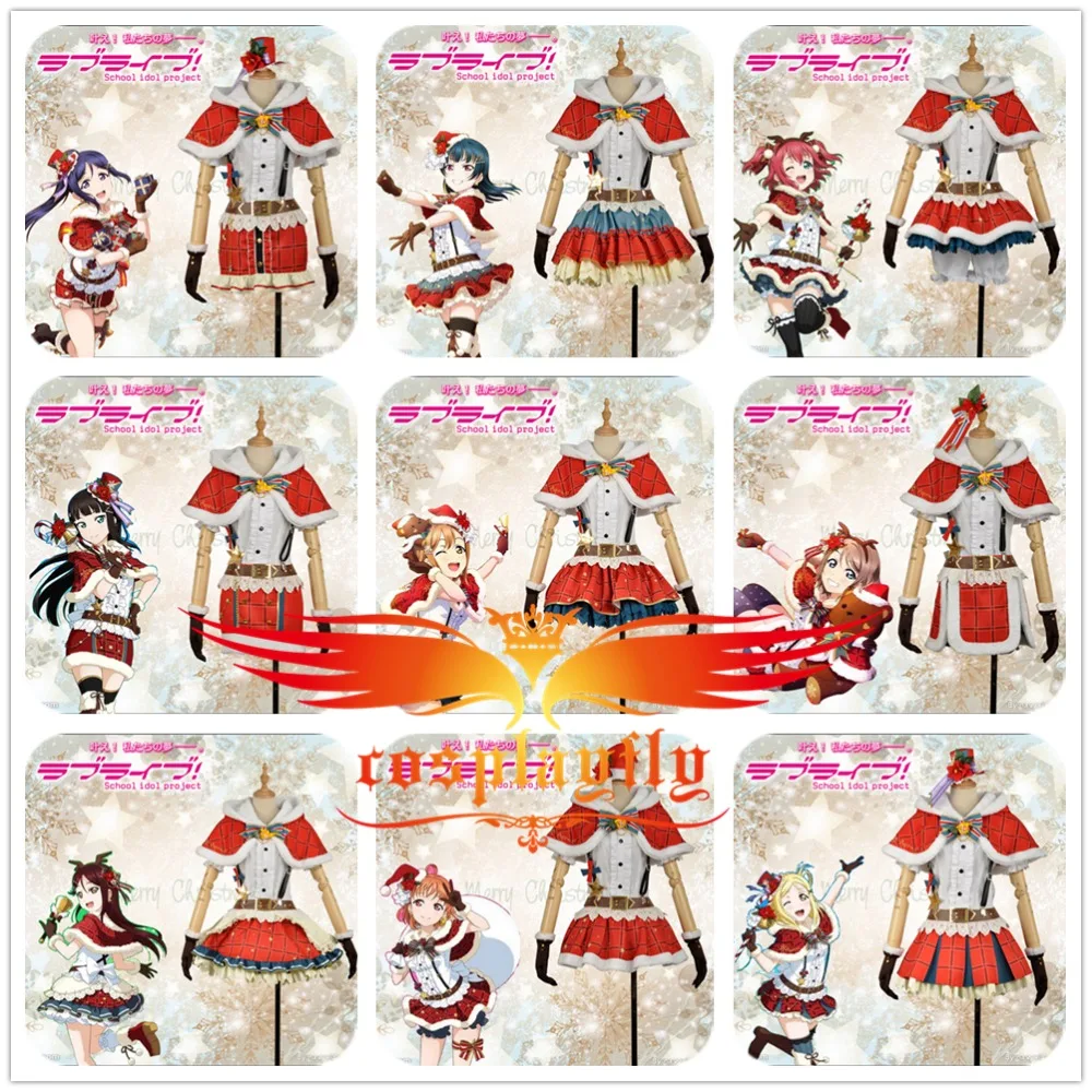 LoveLive!SunShine!! Aqours Hanamaru Kanan Ruby Yoshiko Riko Chika Dia Watanabe Mari Red Christmas Awakening Cosplay Costume |