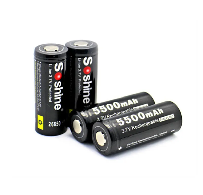 Soshine 3,7 V 5500mAh 26650 батарея защищенная 26650 литий-ионная аккумуляторная батарея с держателем батареи чехол