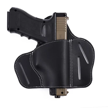 

Surwish Adjustable Angle Cattlehide Pistol Sleeve Soft Elastic Holster for Nerf/for Airsoft Games - Black