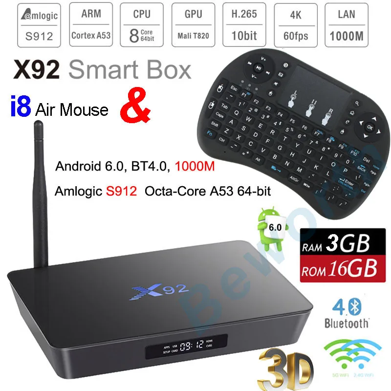 Prix pour X92 Android 6.0 TV Box 3G 16G 32 GB/2 GB 16 GB Amlogic S912 Octa Core 4 K 3D Smart Media Player KODI Bluetooth Wifi Mini PC Hébreu Prix pour X92 Android 6.0 TV Box 3G 16G 32 GB/2 GB 16 GB Amlogic S912 Octa Core 4 K 3D Smart Media Player KODI Bluetooth Wifi Mini PC Hébreu