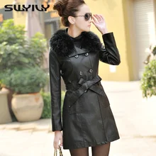 Куртка из искусственной кожи с мехом для женщин Jaqueta De Couro Feminina зимняя тонкая женская куртка с меховым воротником в байкерском стиле