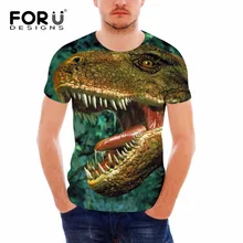 FORUDESIGNS 2018 Newest Men's T Shirt Summer Short Sleeve T-Shirt Funny 3D Dinosaur Animal Print Man Tee Shirt Male Tops Tees
