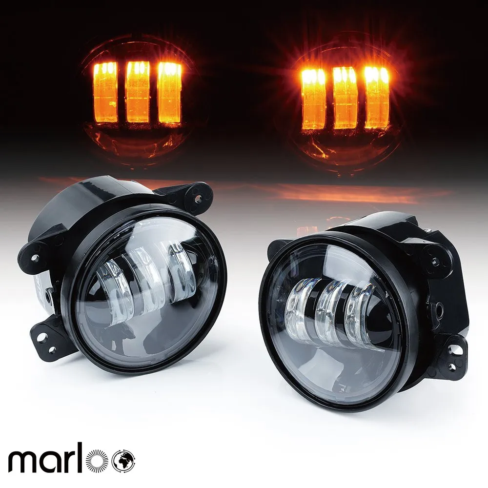 Marloo 4 Inch Front Bumper Lights Amber Yellow / White Led Fog Lights