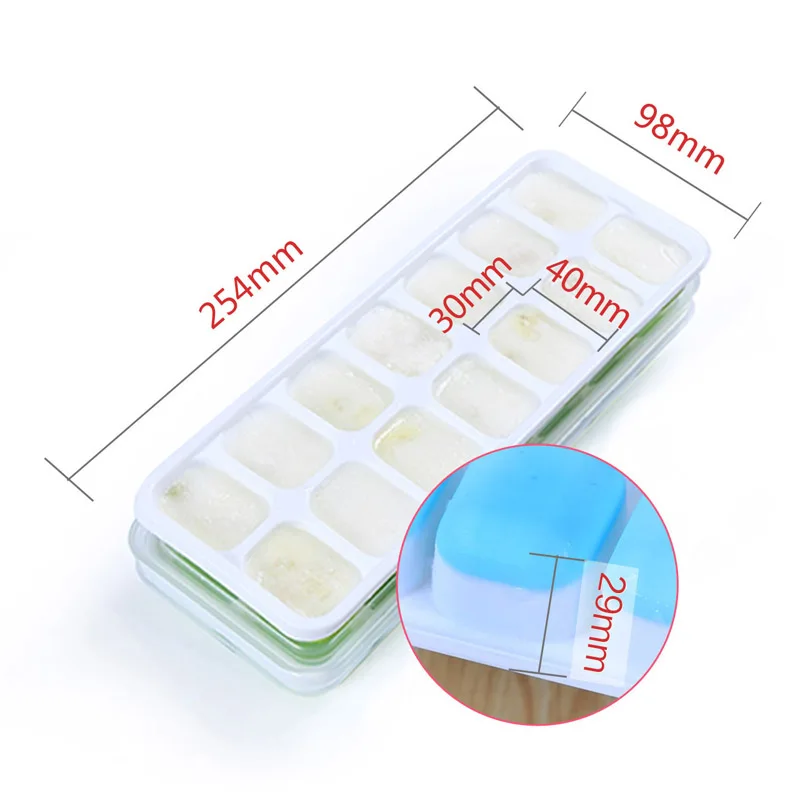 WCIC 14 Grid Silicone Ice Cube Molds Summer DIY Ice Box Tray Eco-friendly Silicone Ice Tray Ice Box with Cover - Цвет: Blue