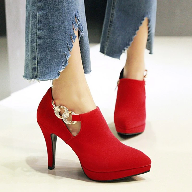 

SARAIRIS 2019 Thin Heeled Big Size 43 Pointed Toe women's Shoes Woman Sexy Red Black High Heels Party Office Lady Pumps