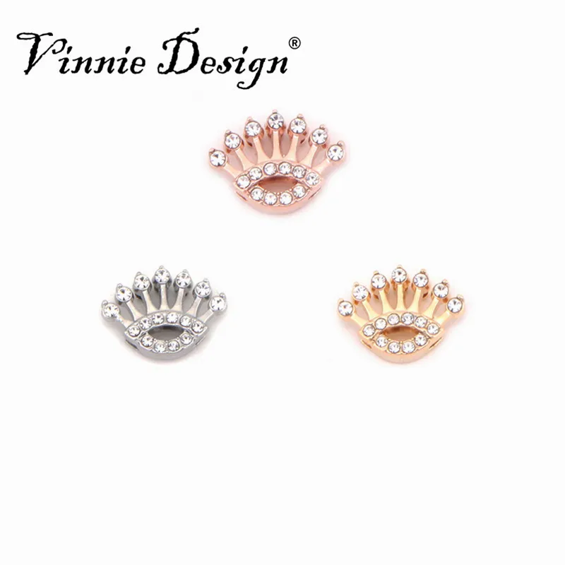 

Vinnie Design Jewelry Crystal Eye Slide Charms fit on 10mm Keeper Stainless Steel Mesh Bracelet 10pcs/lot