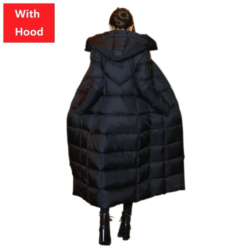 Женская куртка-пуховик на белом утином пуху, плотное удлиненное тонкое зимнее пальто, женская куртка с капюшоном в Корейском стиле, Женская куртка-пуховик, Doudoune Femme JK-807 - Цвет: With Hood