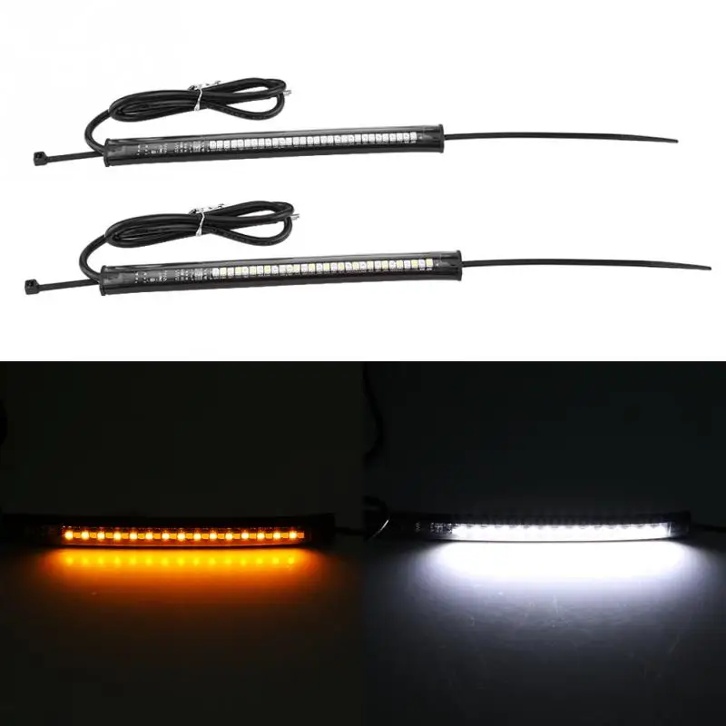 1 Pair Motorcycle Refit Turn Signal LED Fork Lights Kit Strip Brake