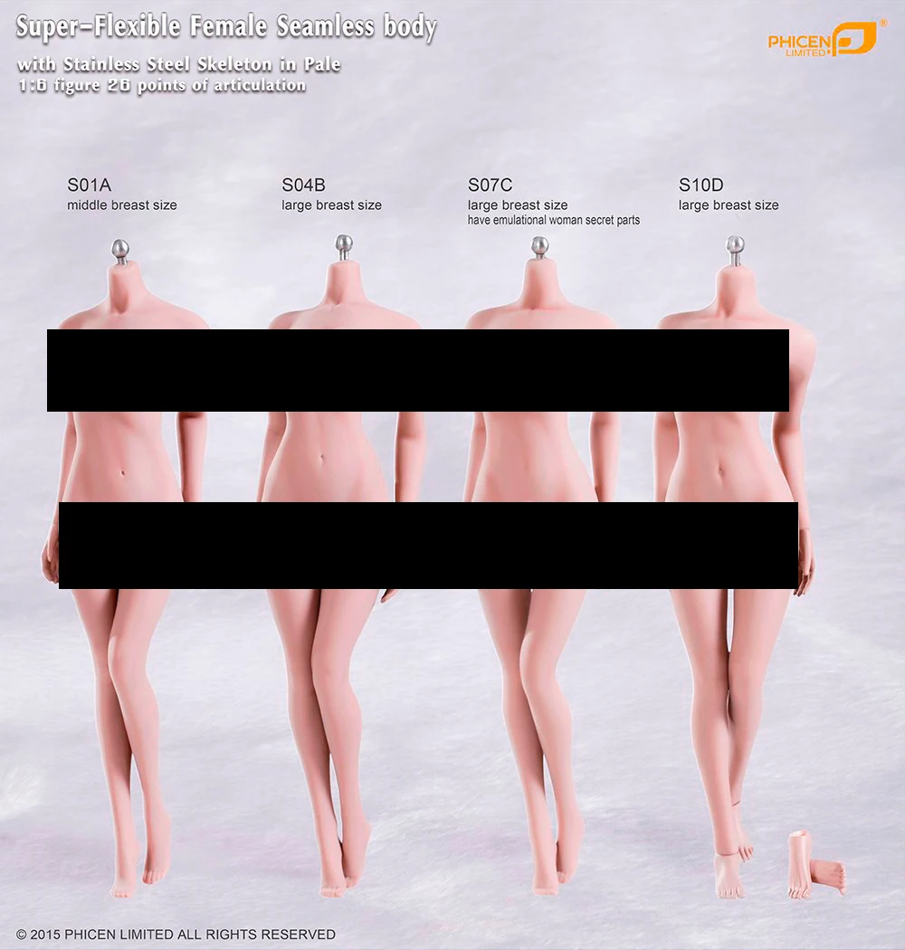 

TBLeague Phicen S01A S04B S07C S10D 1/6 Scale female Seamless Body with Stainless Steel Skeleton collection figures model